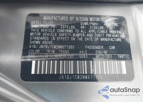 2021 Nissan Rogue Sport Sl Awd Xtronic Cvt from USA, damaged, VIN JN1BJ1CW2MW671980